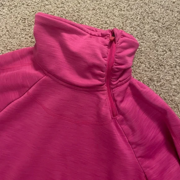 Athleta fleece mock neck turtleneck pullover sweatshirt long sleeve hot pink XS - Picture 3 of 6